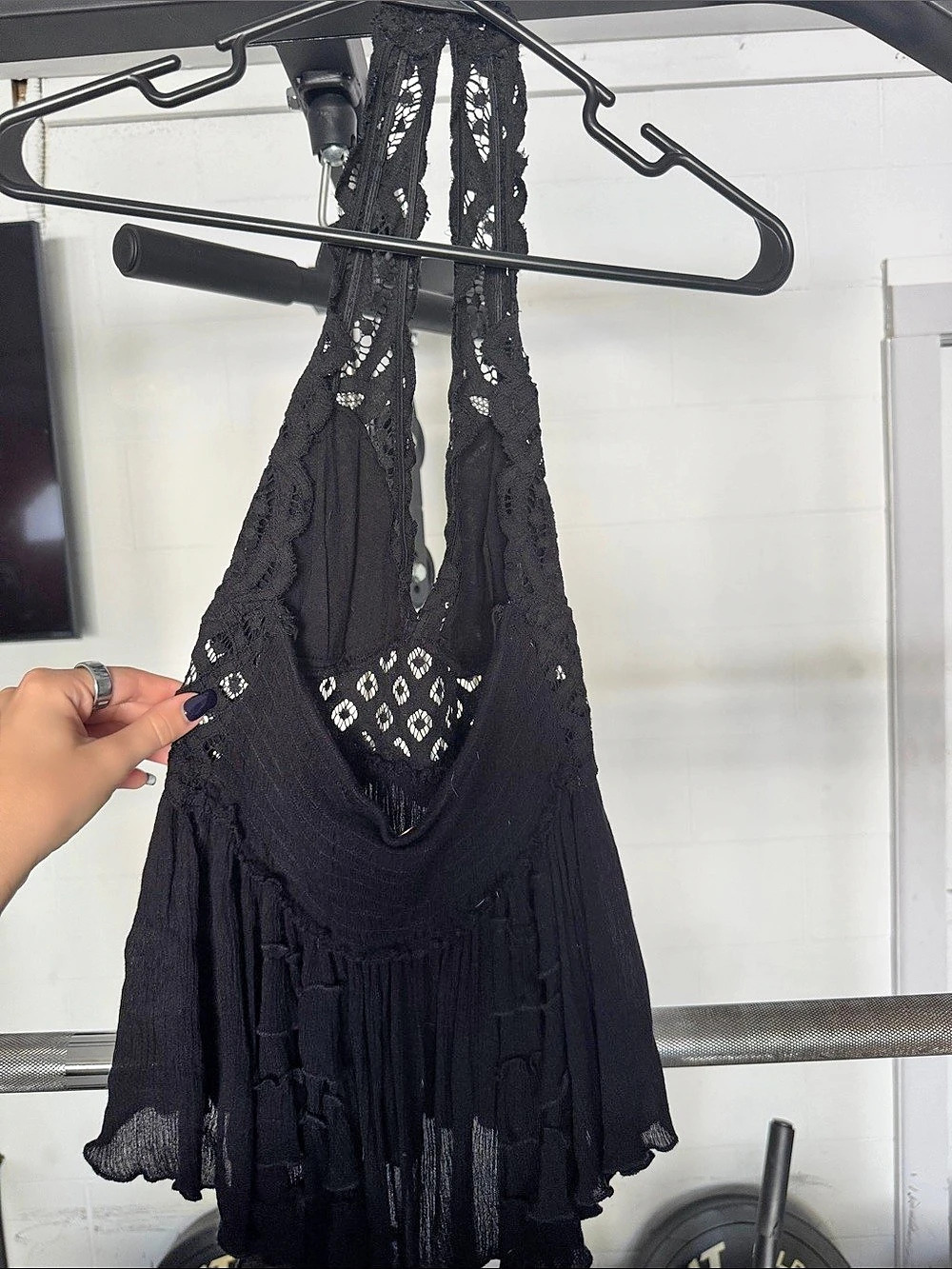 Free People Lace Mini Dress in Black Size XS